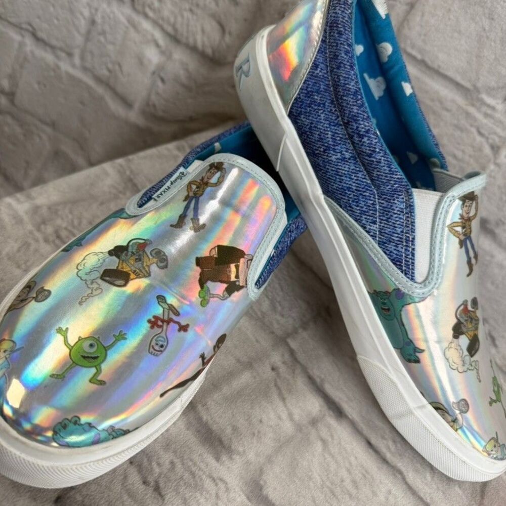 Disney Pixar Slip-On Shoes Womens Size 11 Woody Wall-E Incredibles Sully Carl
